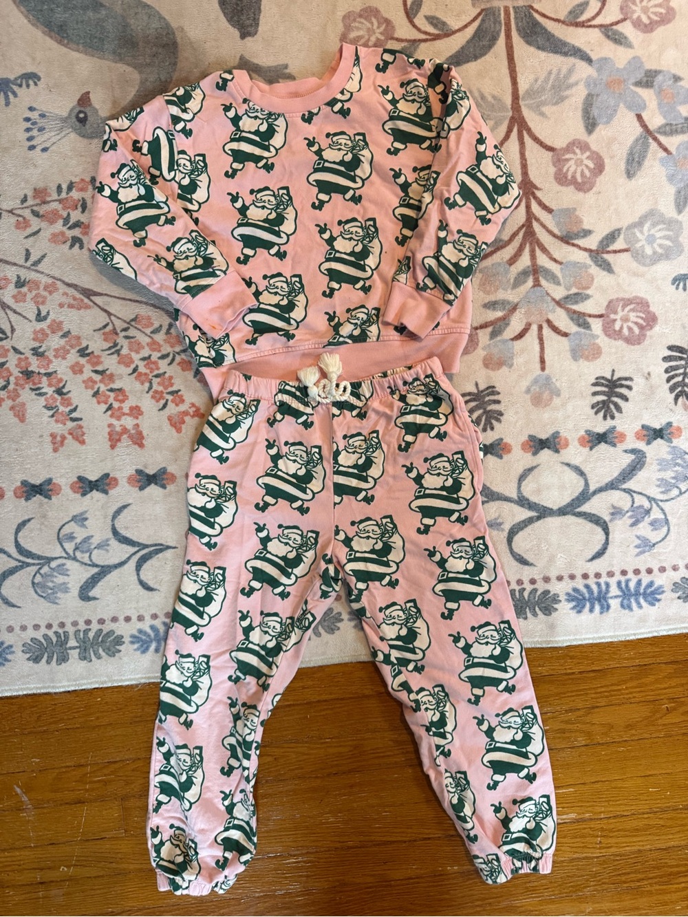 Kids Pink Santa Print sweat set